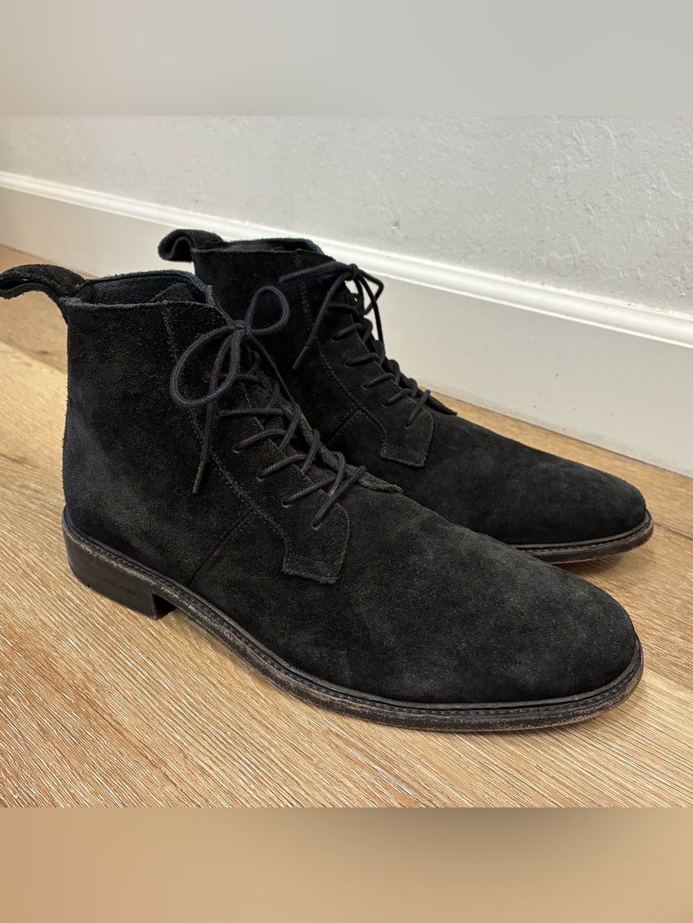 AllSaints Trent Chukka Boots Classic Design Crafted Black Suede Size 45